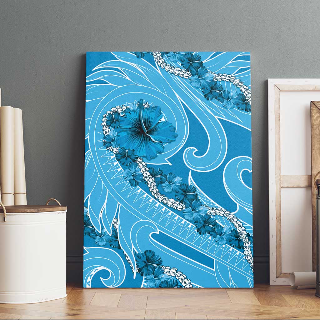 Hawaii Blue Hibiscus Pikake Lei Canvas Wall Art LT05 - Polynesian Pride