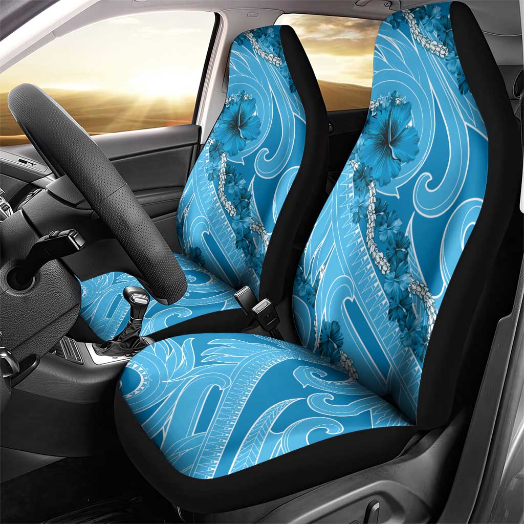 Hawaii Blue Hibiscus Pikake Lei Car Seat Cover LT05 - Polynesian Pride