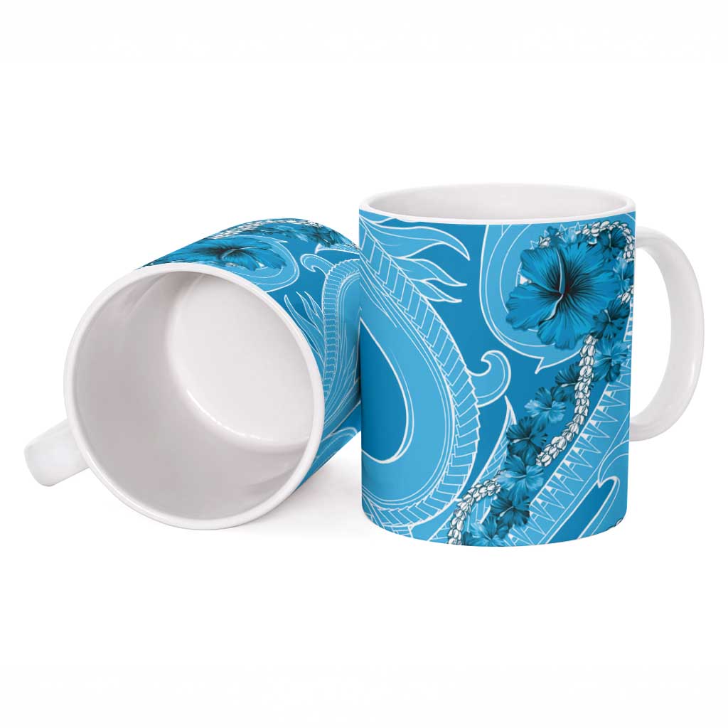 Hawaii Blue Hibiscus Pikake Lei Ceramic Mug LT05 - Polynesian Pride