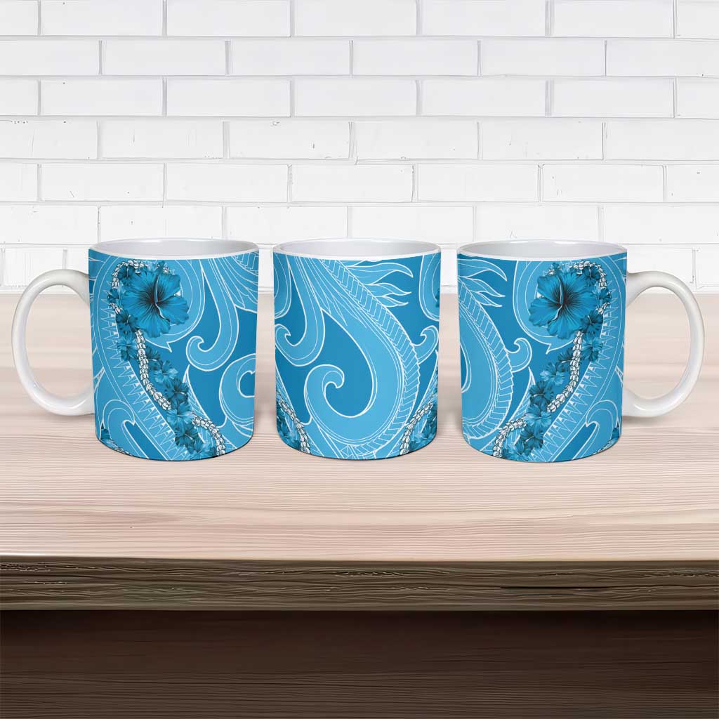 Hawaii Blue Hibiscus Pikake Lei Ceramic Mug LT05 - Polynesian Pride