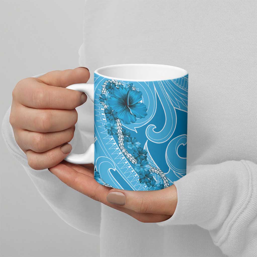 Hawaii Blue Hibiscus Pikake Lei Ceramic Mug LT05 - Polynesian Pride