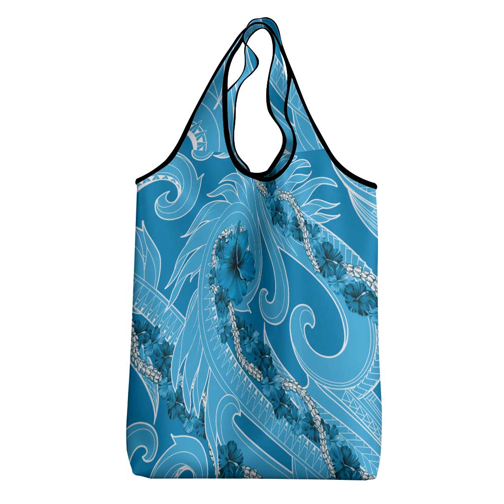 Hawaii Blue Hibiscus Pikake Lei Grocery Bag LT05 - Polynesian Pride