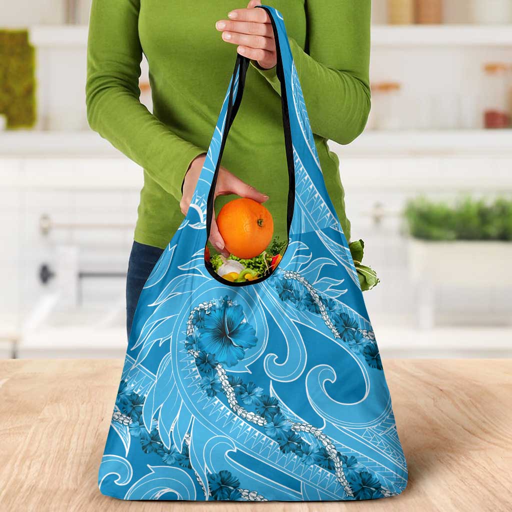 Hawaii Blue Hibiscus Pikake Lei Grocery Bag LT05 - Polynesian Pride