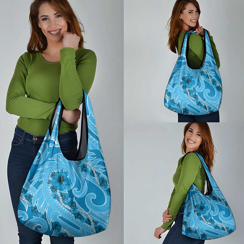 Hawaii Blue Hibiscus Pikake Lei Grocery Bag LT05 - Polynesian Pride