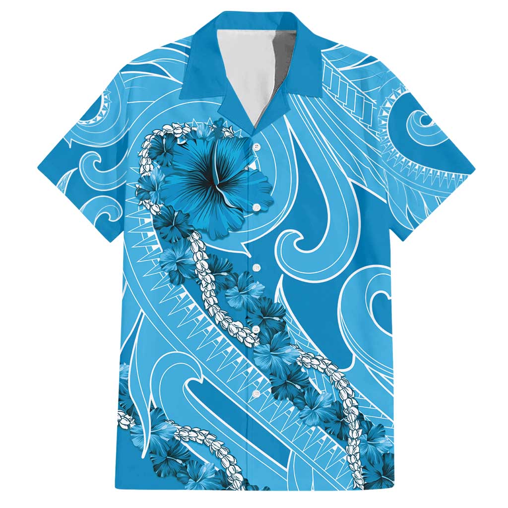 Hawaii Blue Hibiscus Pikake Lei Hawaiian Shirt LT05 Blue - Polynesian Pride