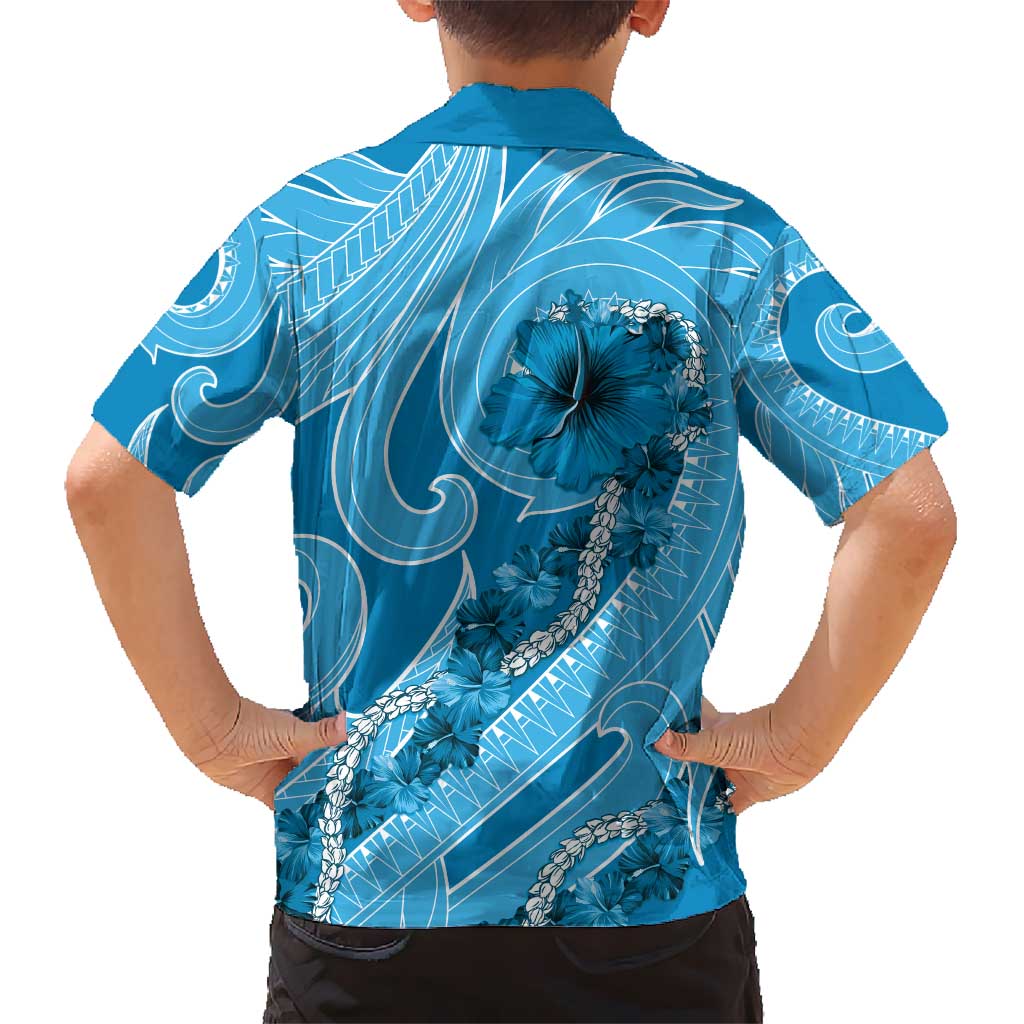 Hawaii Blue Hibiscus Pikake Lei Hawaiian Shirt LT05 - Polynesian Pride