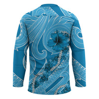 Hawaii Blue Hibiscus Pikake Lei Hockey Jersey LT05 - Polynesian Pride