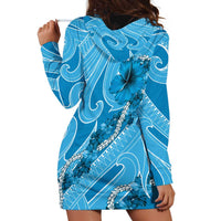 Hawaii Blue Hibiscus Pikake Lei Hoodie Dress LT05 - Polynesian Pride