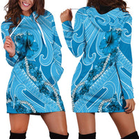 Hawaii Blue Hibiscus Pikake Lei Hoodie Dress LT05 - Polynesian Pride