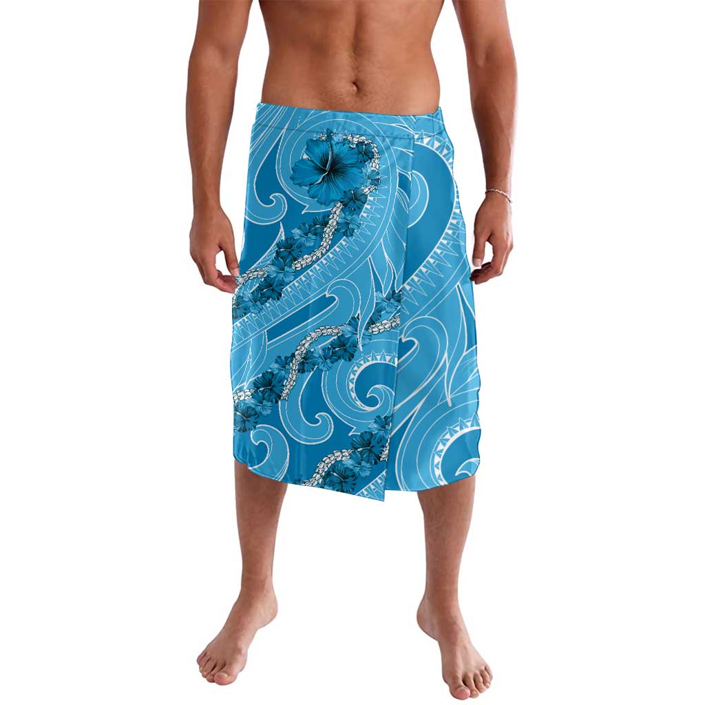 Hawaii Blue Hibiscus Pikake Lei Lavalava LT05 Blue - Polynesian Pride