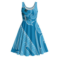 Hawaii Blue Hibiscus Pikake Lei Midi Dress LT05 Blue - Polynesian Pride