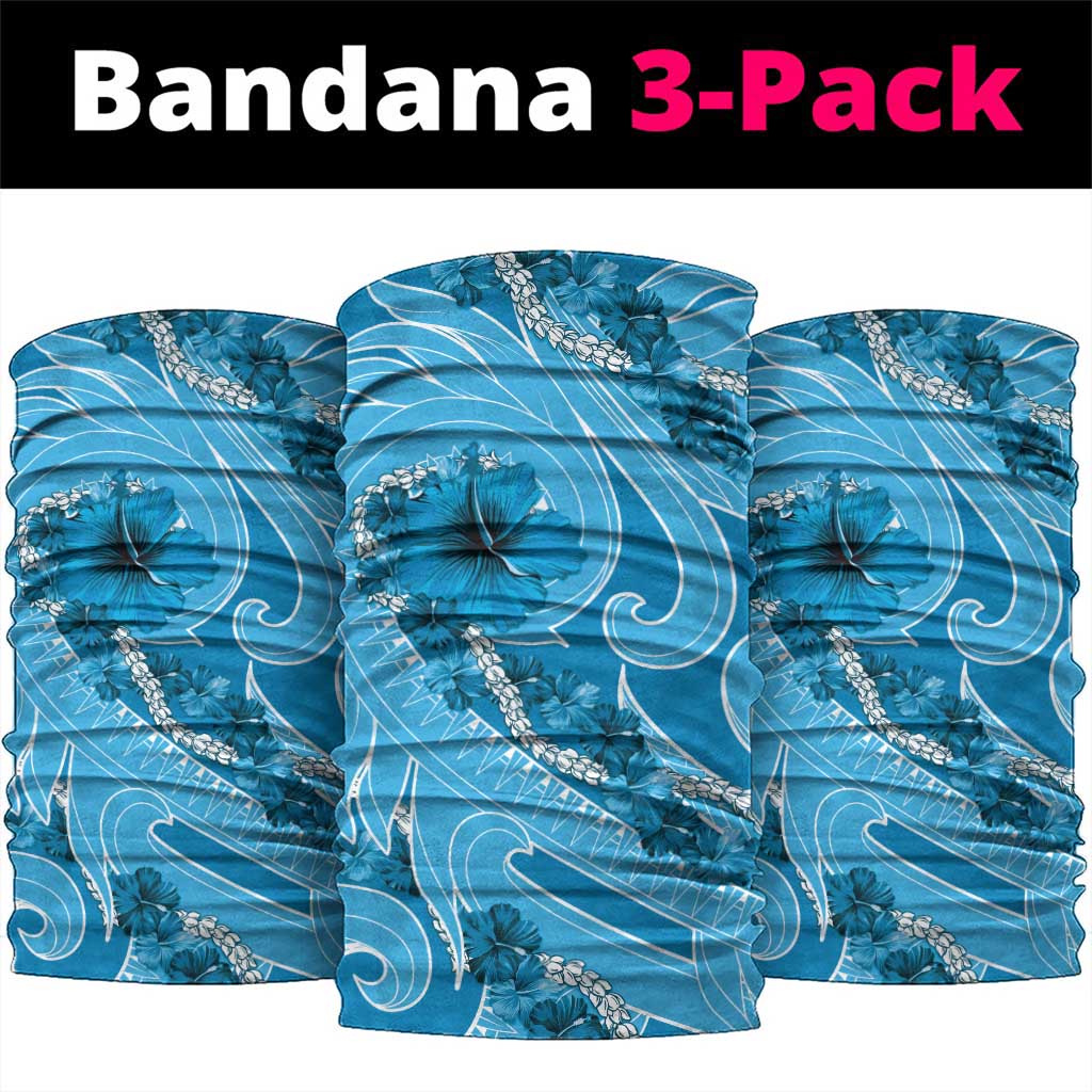 Hawaii Blue Hibiscus Pikake Lei Neck Gaiter LT05 package One Size: 25*50cm Blue - Polynesian Pride