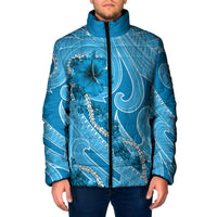 Hawaii Blue Hibiscus Pikake Lei Padded Jacket LT05 Blue - Polynesian Pride