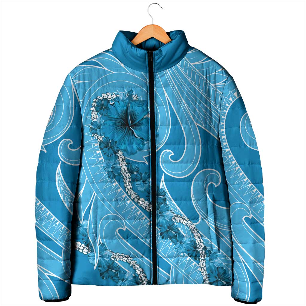 Hawaii Blue Hibiscus Pikake Lei Padded Jacket LT05 - Polynesian Pride