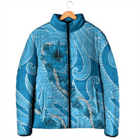 Hawaii Blue Hibiscus Pikake Lei Padded Jacket LT05 - Polynesian Pride