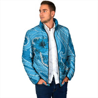 Hawaii Blue Hibiscus Pikake Lei Padded Jacket LT05 - Polynesian Pride