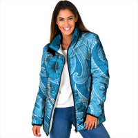 Hawaii Blue Hibiscus Pikake Lei Padded Jacket LT05 - Polynesian Pride