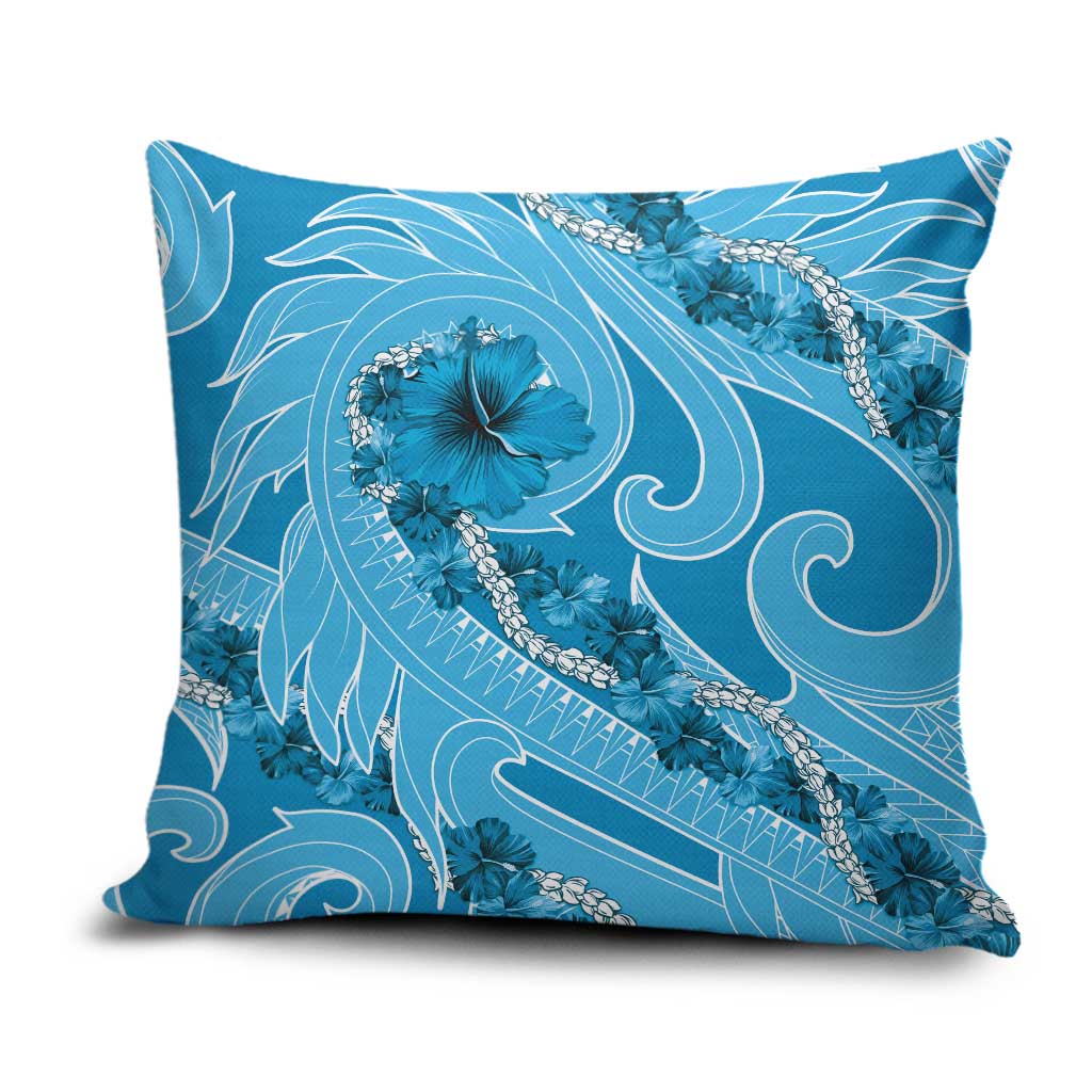 Hawaii Blue Hibiscus Pikake Lei Pillow Cover LT05 Blue - Polynesian Pride