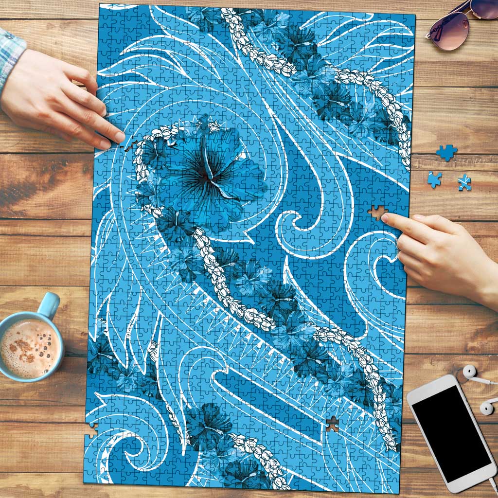 Hawaii Blue Hibiscus Pikake Lei Puzzle LT05 Blue - Polynesian Pride