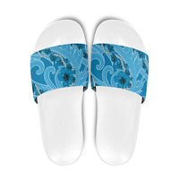 Hawaii Blue Hibiscus Pikake Lei Slide Sandals LT05 Blue - Polynesian Pride