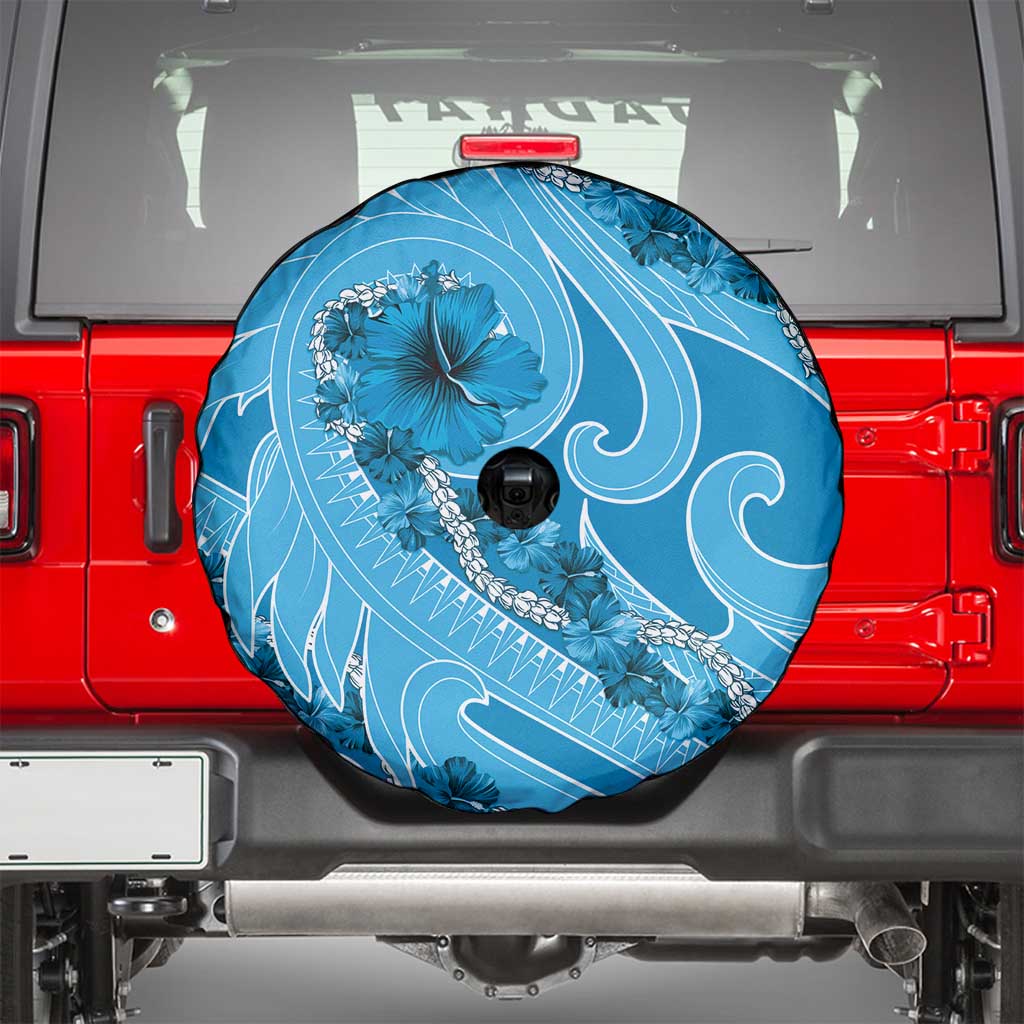 Hawaii Blue Hibiscus Pikake Lei Spare Tire Cover LT05 - Polynesian Pride