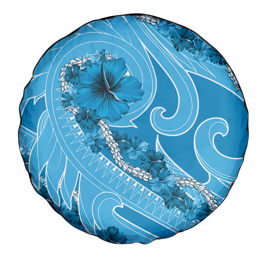 Hawaii Blue Hibiscus Pikake Lei Spare Tire Cover LT05 - Polynesian Pride
