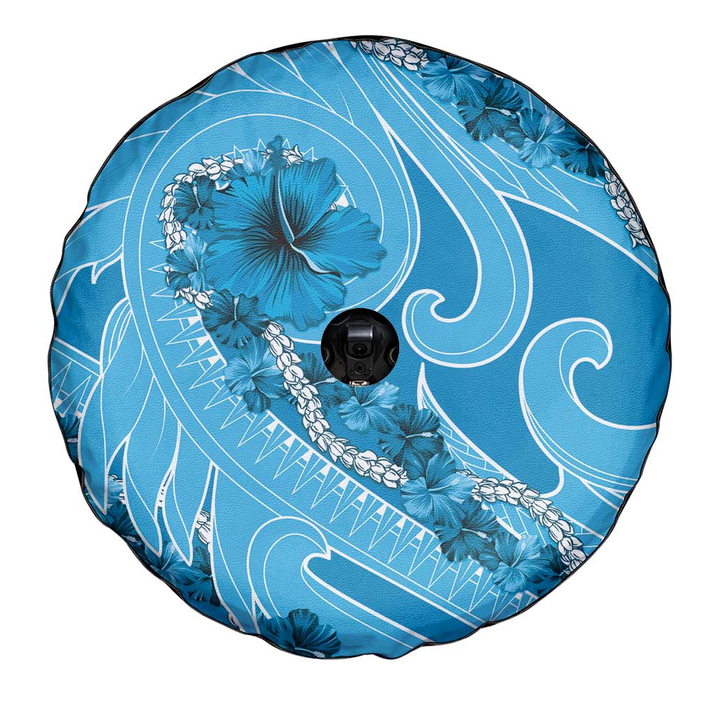 Hawaii Blue Hibiscus Pikake Lei Spare Tire Cover LT05 - Polynesian Pride