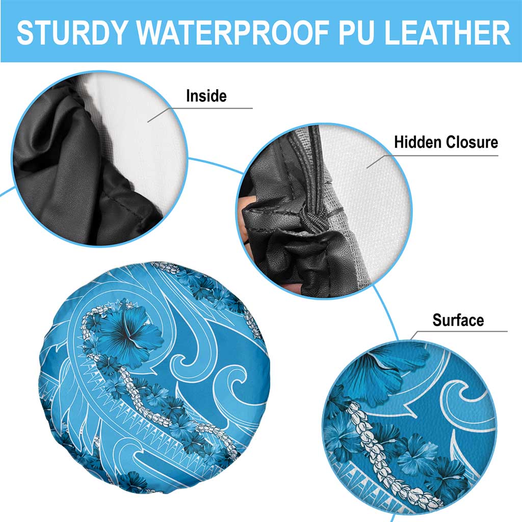 Hawaii Blue Hibiscus Pikake Lei Spare Tire Cover LT05 - Polynesian Pride
