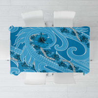 Hawaii Blue Hibiscus Pikake Lei Tablecloth LT05 Blue - Polynesian Pride