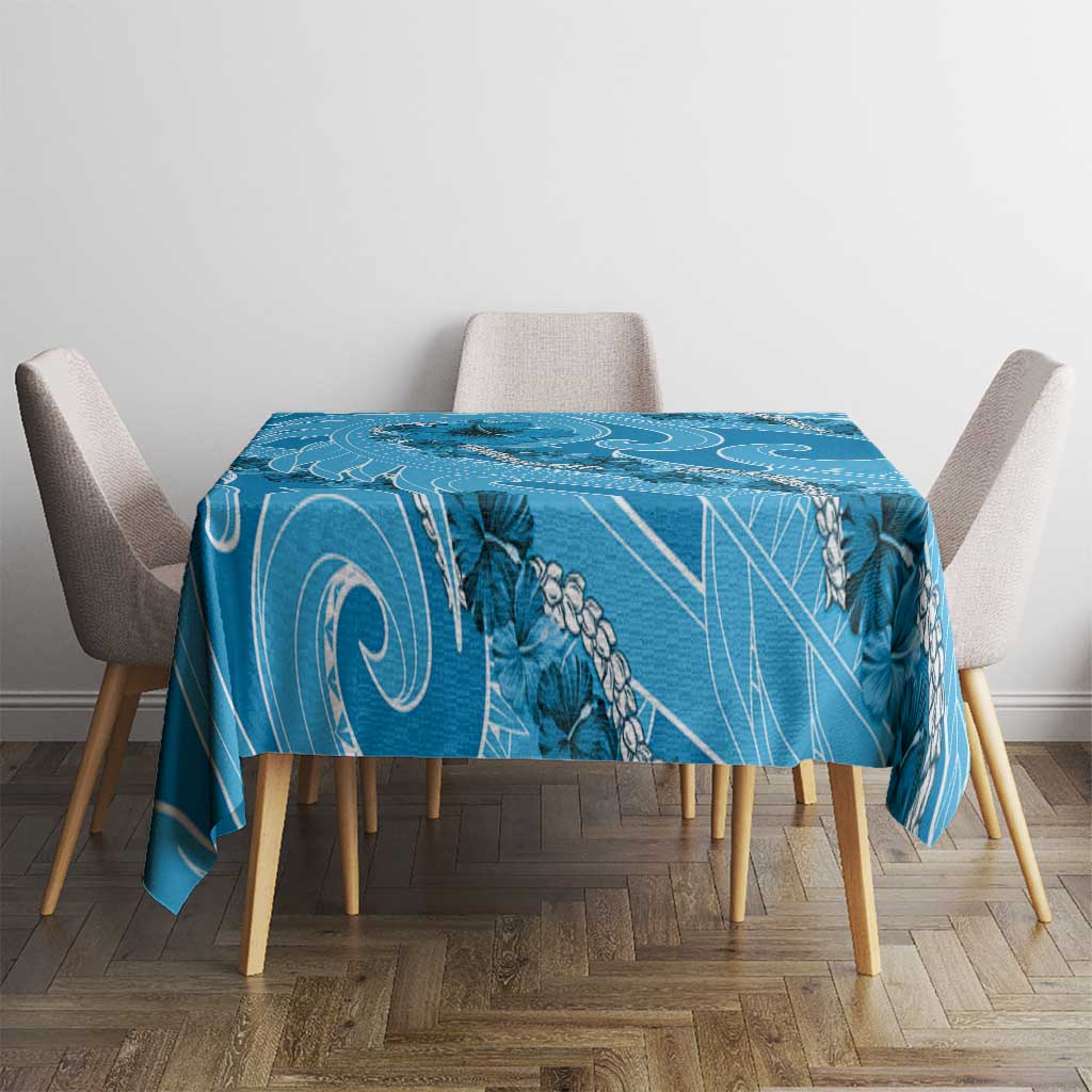Hawaii Blue Hibiscus Pikake Lei Tablecloth LT05 - Polynesian Pride