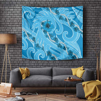 Hawaii Blue Hibiscus Pikake Lei Tapestry LT05 Blue - Polynesian Pride