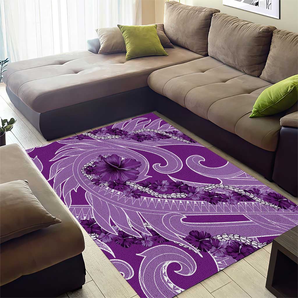 Hawaii Violet Hibiscus Pikake Lei Area Rug LT05 - Polynesian Pride