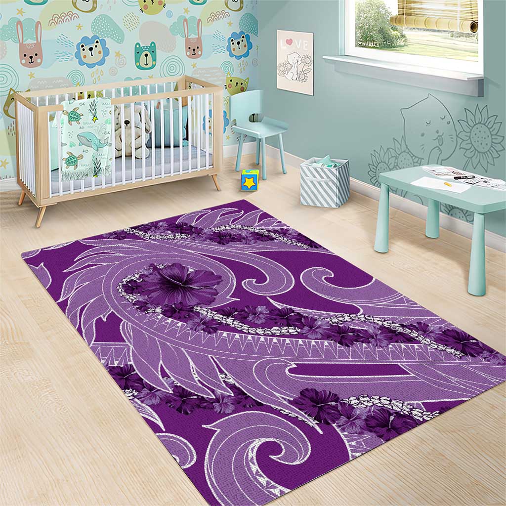 Hawaii Violet Hibiscus Pikake Lei Area Rug LT05 - Polynesian Pride