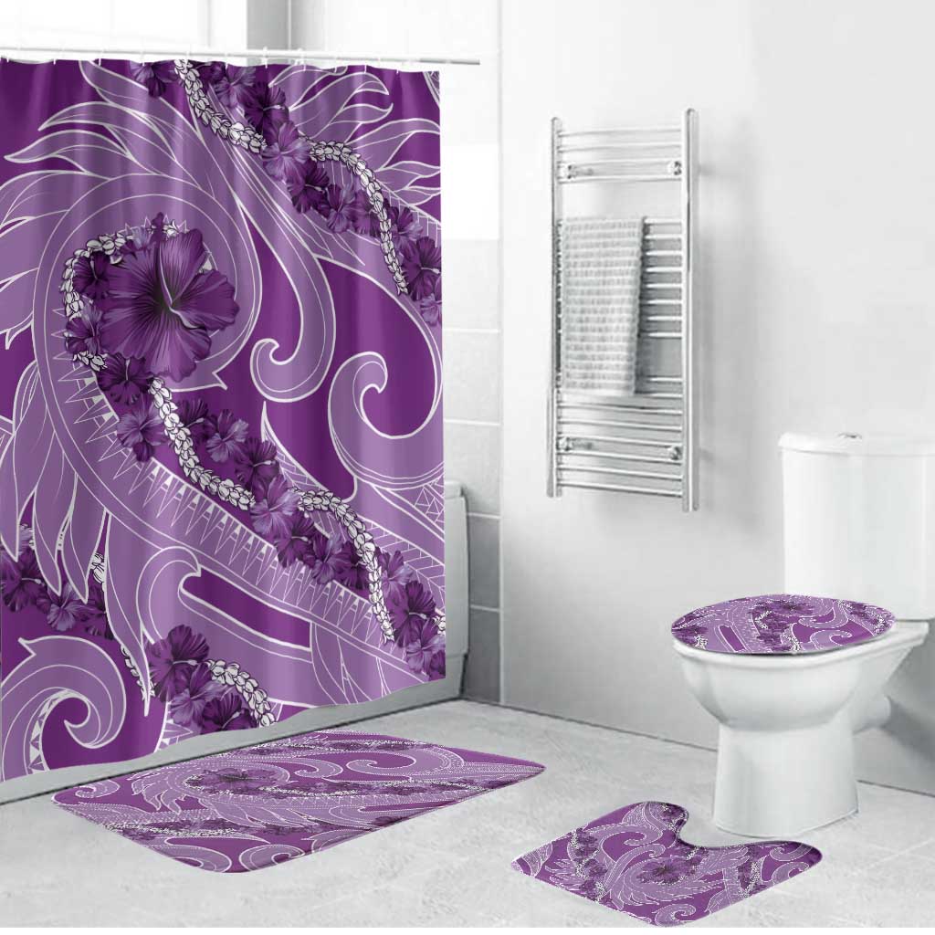 Hawaii Violet Hibiscus Pikake Lei Bathroom Set LT05 Bathroom Set (4 pcs) Violet - Polynesian Pride