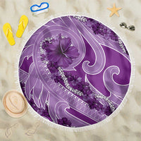 Hawaii Violet Hibiscus Pikake Lei Beach Blanket LT05 One Size 150cm Violet - Polynesian Pride