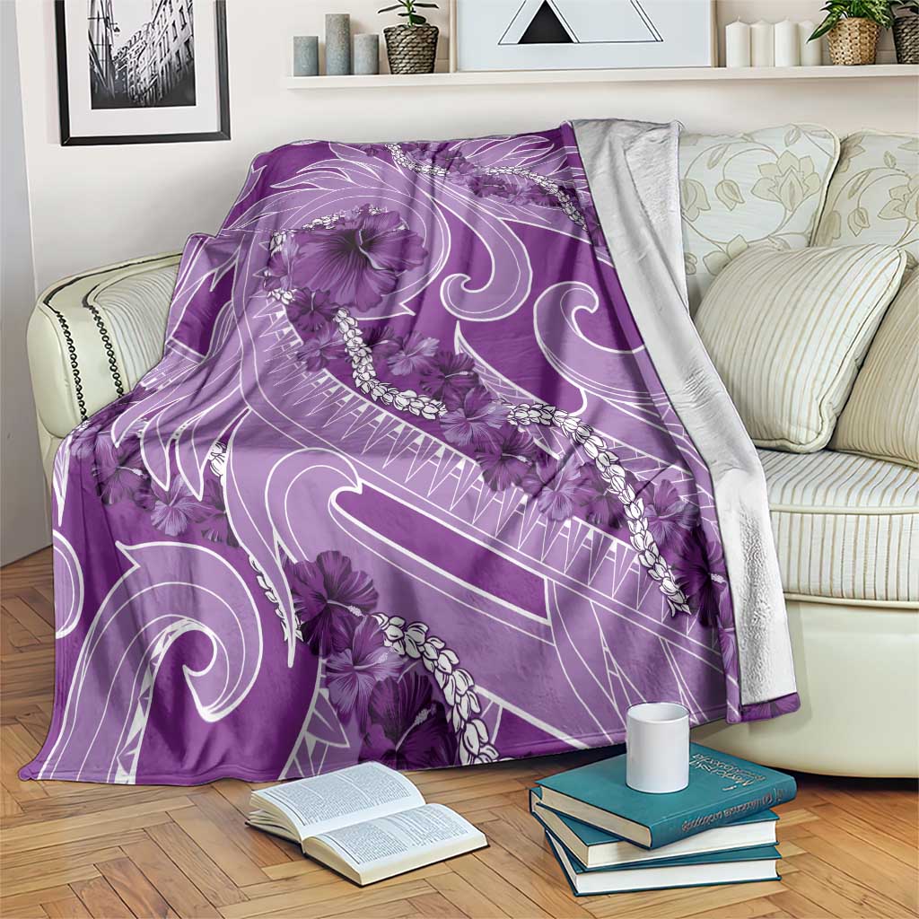 Hawaii Violet Hibiscus Pikake Lei Blanket LT05 Violet - Polynesian Pride