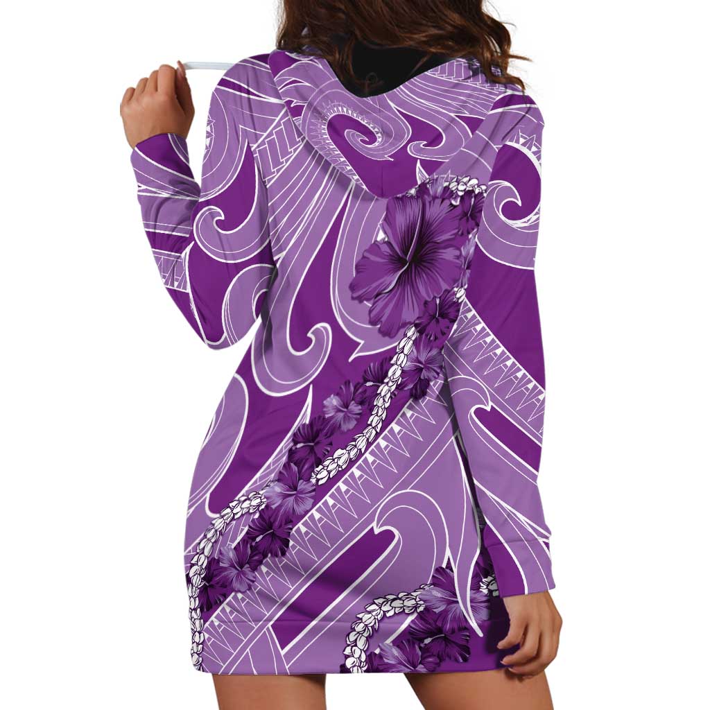 Hawaii Violet Hibiscus Pikake Lei Hoodie Dress LT05 - Polynesian Pride