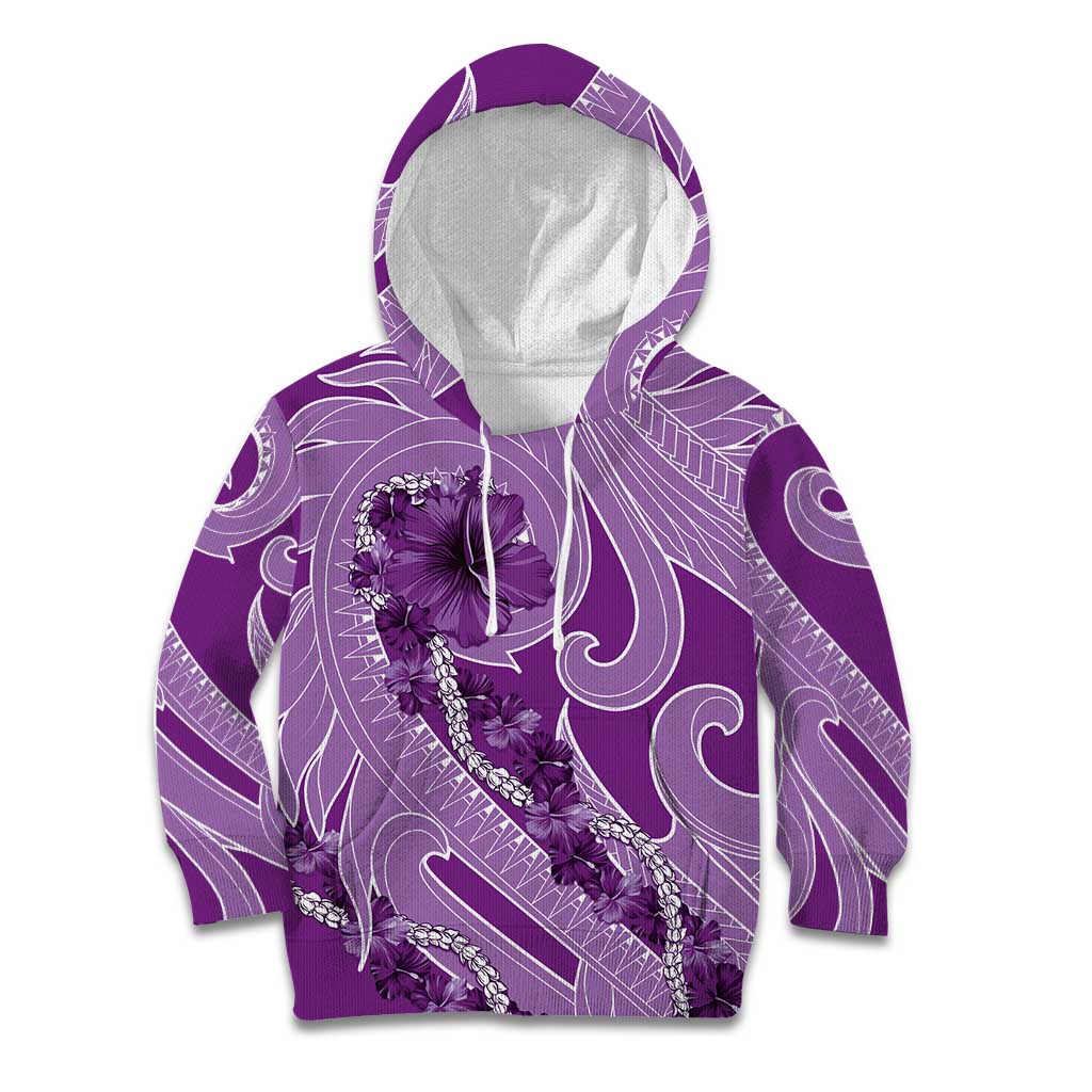 Hawaii Violet Hibiscus Pikake Lei Kid Hoodie LT05 Hoodie Violet - Polynesian Pride