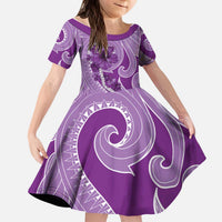 Hawaii Violet Hibiscus Pikake Lei Kid Short Sleeve Dress LT05 KID Violet - Polynesian Pride