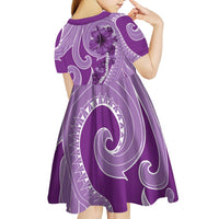 Hawaii Violet Hibiscus Pikake Lei Kid Short Sleeve Dress LT05 - Polynesian Pride