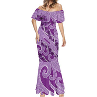 Hawaii Violet Hibiscus Pikake Lei Mermaid Dress LT05 - Polynesian Pride
