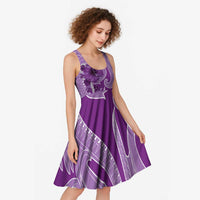 Hawaii Violet Hibiscus Pikake Lei Midi Dress LT05 - Polynesian Pride