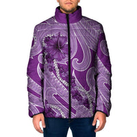 Hawaii Violet Hibiscus Pikake Lei Padded Jacket LT05 Violet - Polynesian Pride