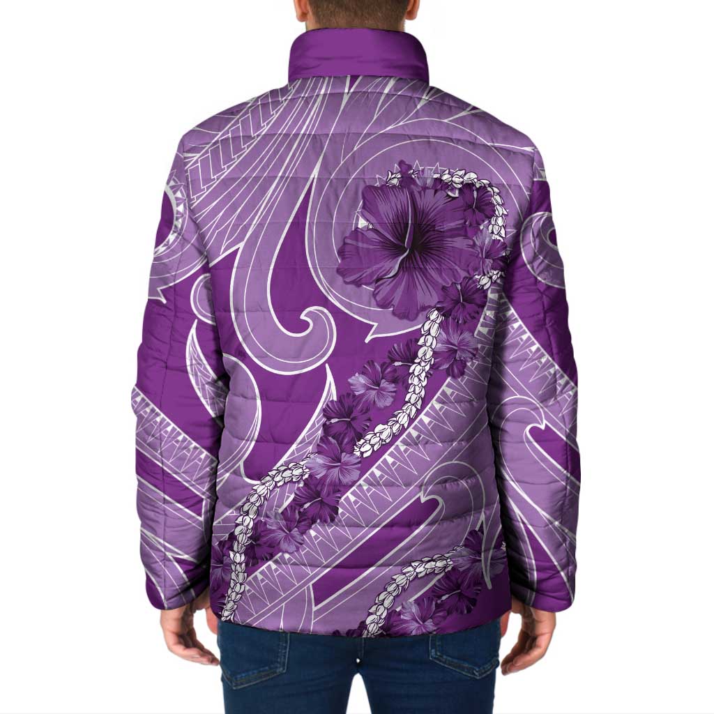 Hawaii Violet Hibiscus Pikake Lei Padded Jacket LT05 - Polynesian Pride