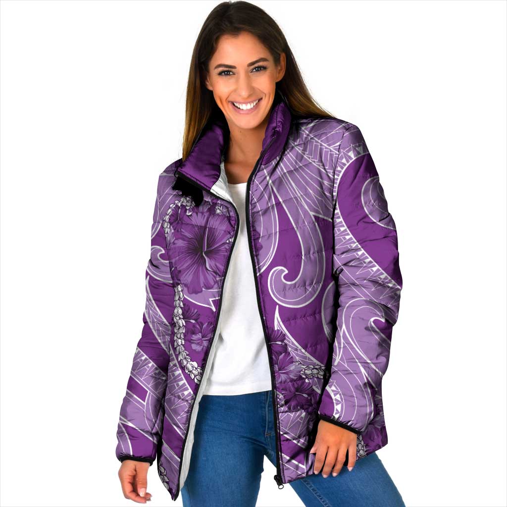 Hawaii Violet Hibiscus Pikake Lei Padded Jacket LT05 - Polynesian Pride