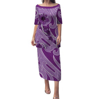 Hawaii Violet Hibiscus Pikake Lei Puletasi LT05 Long Dress Violet - Polynesian Pride