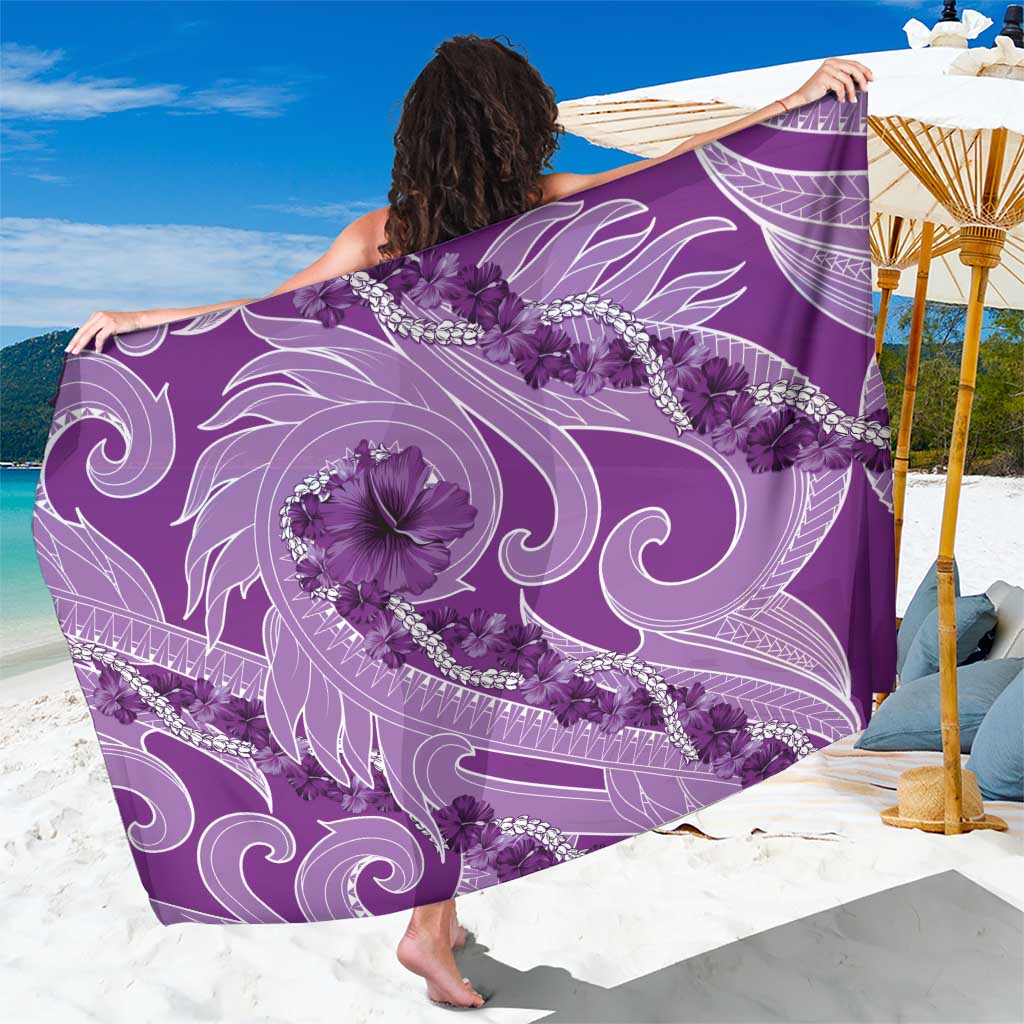 Hawaii Violet Hibiscus Pikake Lei Sarong LT05 One Size 44 x 66 inches Violet - Polynesian Pride