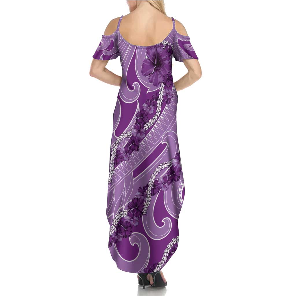 Hawaii Violet Hibiscus Pikake Lei Summer Maxi Dress LT05 - Polynesian Pride