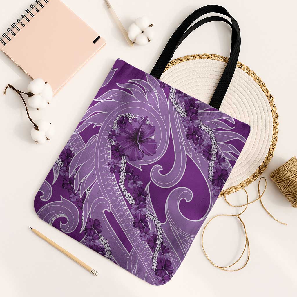 Hawaii Violet Hibiscus Pikake Lei Tote Bag LT05 One Size Violet - Polynesian Pride