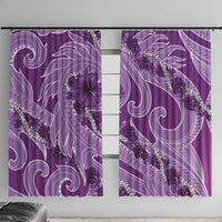 Hawaii Violet Hibiscus Pikake Lei Window Curtain LT05 With Hooks Violet - Polynesian Pride